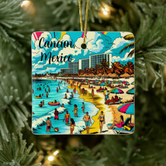 Cancun, Mexico met een Pop Art Vibe Keramisch Ornament