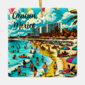 Cancun, Mexico met een Pop Art Vibe Keramisch Ornament (Voorkant)