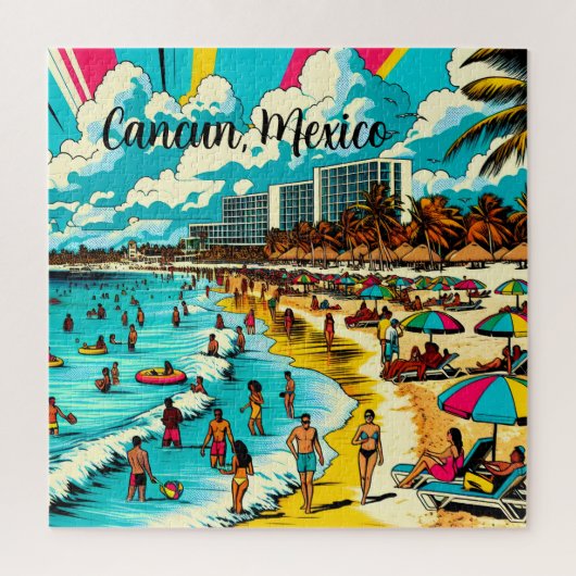 Cancun, Mexico met een Pop Art Vibe Legpuzzel (Verticaal)