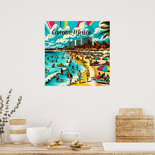 Cancun, Mexico met een Pop Art Vibe Poster (Keuken)