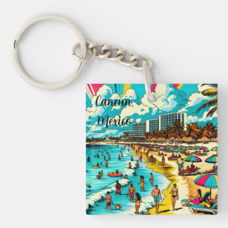 Cancun, Mexico met een Pop Art Vibe Sleutelhanger