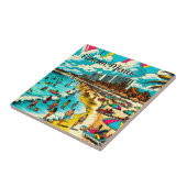 Cancun, Mexico met een Pop Art Vibe Tegeltje (Zijkant)