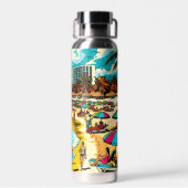 Cancun, Mexico met een Pop Art Vibe Waterfles (Achterkant)