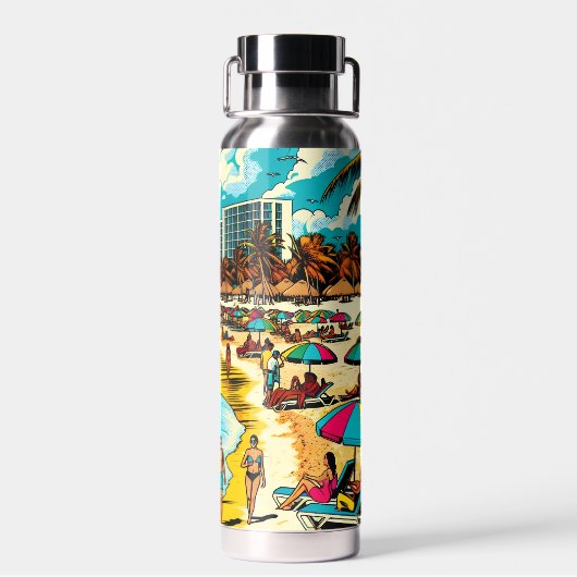 Cancun, Mexico met een Pop Art Vibe Waterfles (Achterkant)
