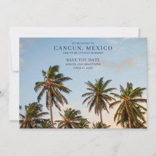 Cancun Mexico Palm Tree Beach Bewaar de data Aankondiging