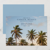 Cancun Mexico Palm Tree Beach Bewaar de data Aankondiging (Voorkant / Achterkant)