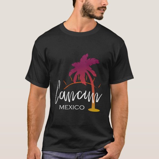 Cancun Mexico Palm Tree Beach T-shirt (Voorkant)