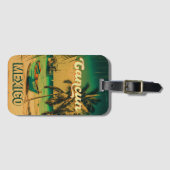 Cancun Mexico Palm Tree Vintage Travel Souvenir Bagagelabel (Voorkant (horizontaal))