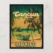 Cancun Mexico Palm Tree Vintage Travel Souvenir Briefkaart (Voorkant)