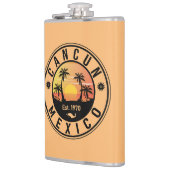 Cancun Mexico Palm Tree Vintage Travel Souvenir Heupfles (Links)