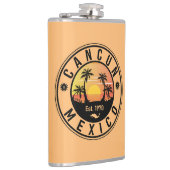 Cancun Mexico Palm Tree Vintage Travel Souvenir Heupfles (Rechts)