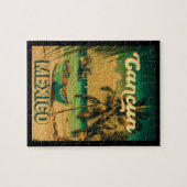 Cancun Mexico Palm Tree Vintage Travel Souvenir Legpuzzel (Horizontaal)