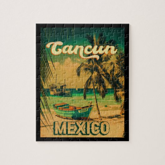 Cancun Mexico Palm Tree Vintage Travel Souvenir Legpuzzel (Verticaal)