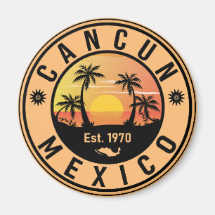 Cancun Mexico Palm Tree Vintage Travel Souvenir Magneet
