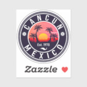 Cancun Mexico Palm Tree Vintage Travel Souvenir Sticker (Vel)