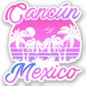 Cancun Mexico Palm Trees Retro Reizen Souvenirs Sticker (Voorkant)