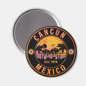 Cancun Mexico Palm Trees Vintage Travel Souvenirs Magneet (Voorkant / Achterkant)