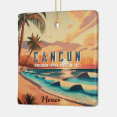 Cancún Mexico Palmboom Zonsondergang reizen Souven Keramisch Ornament (Links)