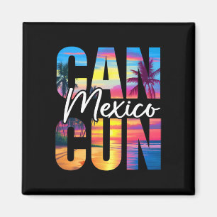 Cancun Mexico Palmboom Zonsondergang Strand Zomer  Magneet