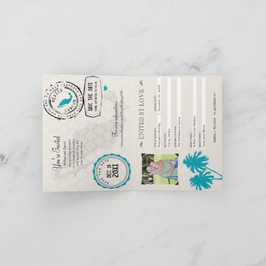 Cancun Mexico Passport Bewaar de datum Aankondiging (Binnen)