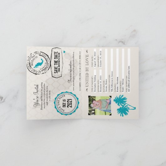 Cancun Mexico Passport Bewaar de datum Aankondiging (Binnen)