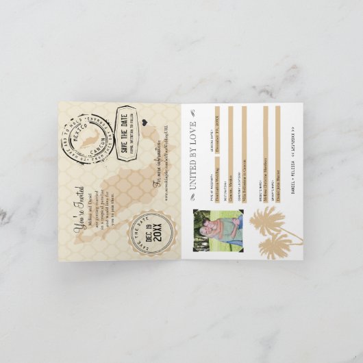 Cancun Mexico Passport Save the Date Aankondiging (Binnen)