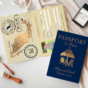 Cancun Mexico Passport Save the Date Notice Aankondiging
