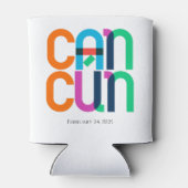 Cancun Mexico Pop Art gepersonaliseerd Blikjeskoeler (Achterkant)