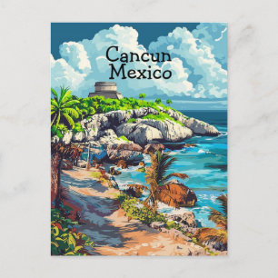 Cancun Mexico Reisansichtkaart, Cancun Mexico Kuns Briefkaart