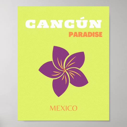 Cancun, Mexico, Reiskunst, Groene, Tropische Kunst Poster (Voorkant)