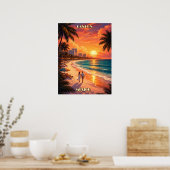 Cancun, Mexico Retro Art Deco Kleur Toerisme Poster (Keuken)