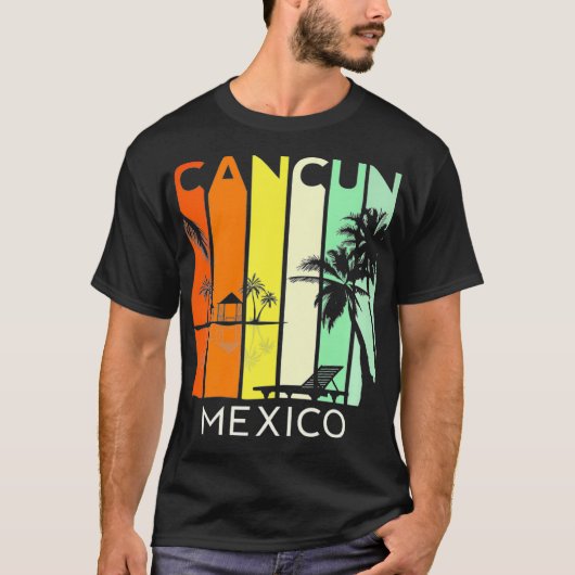 Cancun Mexico Retro Mexicaanse vakantie zomer reis T-shirt (Voorkant)