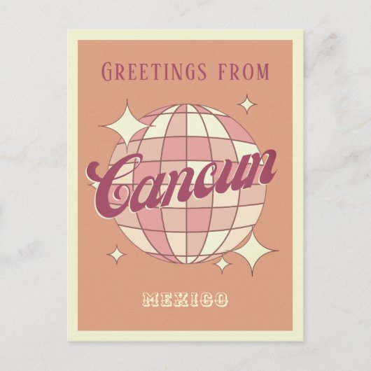 Cancun Mexico Retro Partij Briefkaart (Voorkant)