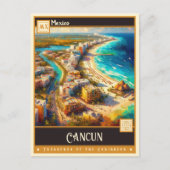 Cancun, Mexico | Retro schilderen Briefkaart (Voorkant)