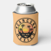 Cancun Mexico Retro Sunset Vintage Travel Souvenir Blikjeskoeler (Blikje Achterkant)