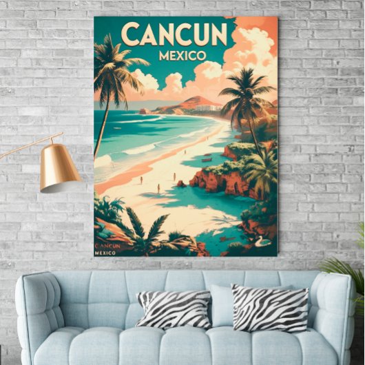  Cancun, Mexico - Retro Travel Poster