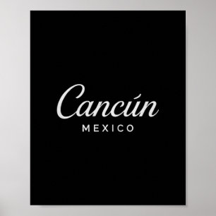 Cancun Mexico Retro Vakantie Zonsondergang Piramid Poster