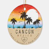 Cancún Mexico Retro Zonsondergang Palmboom Souveni Keramisch Ornament (Links)