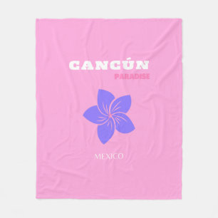 Cancun, Mexico, Roze, Preppy, Preppy kamer Fleece Deken