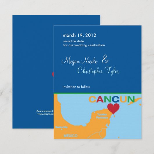 Cancun Mexico Save the Date Notice (Voorkant / Achterkant)