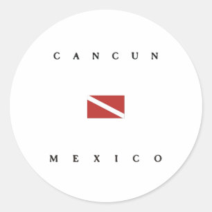 Cancun Mexico Scuba Dive Flag Ronde Sticker