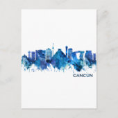 Cancun Mexico Skyline Blue Feestdagenkaart (Voorkant)