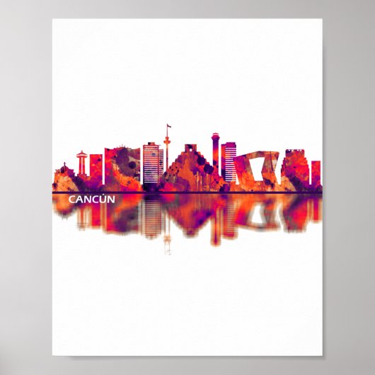 Cancun Mexico Skyline Poster (Voorkant)