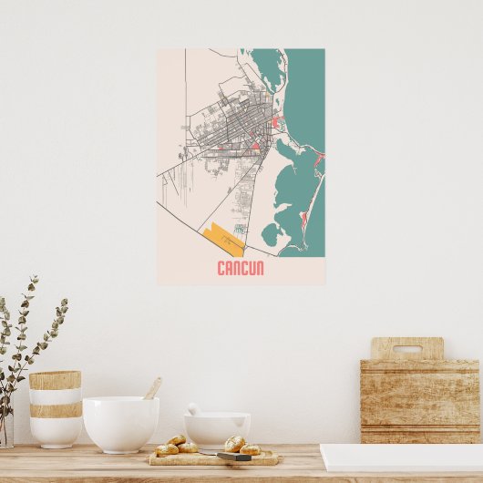 Cancun - Mexico - Stadskaart Poster (Keuken)