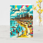Cancun Mexico Strand met een Comic Book Pop Art-sf Kaart (Gele Bloem)