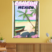 Cancun Mexico strand poster. Canvas Afdruk (Insitu (Woonkamer))