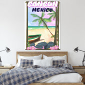 Cancun Mexico strand poster. Canvas Afdruk (Insitu (Slaapkamer))