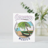 Cancun Mexico Strand reislogo Briefkaart (Staand voorkant)