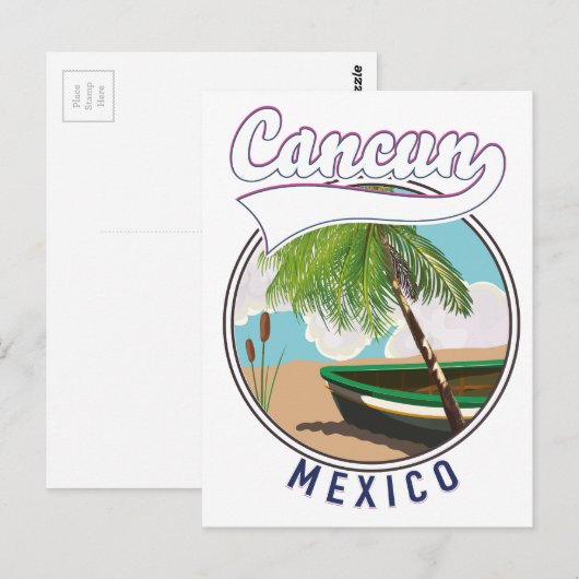 Cancun Mexico Strand reislogo Briefkaart (Voorkant / Achterkant)