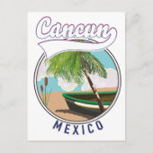 Cancun Mexico Strand reislogo Briefkaart (Voorkant)